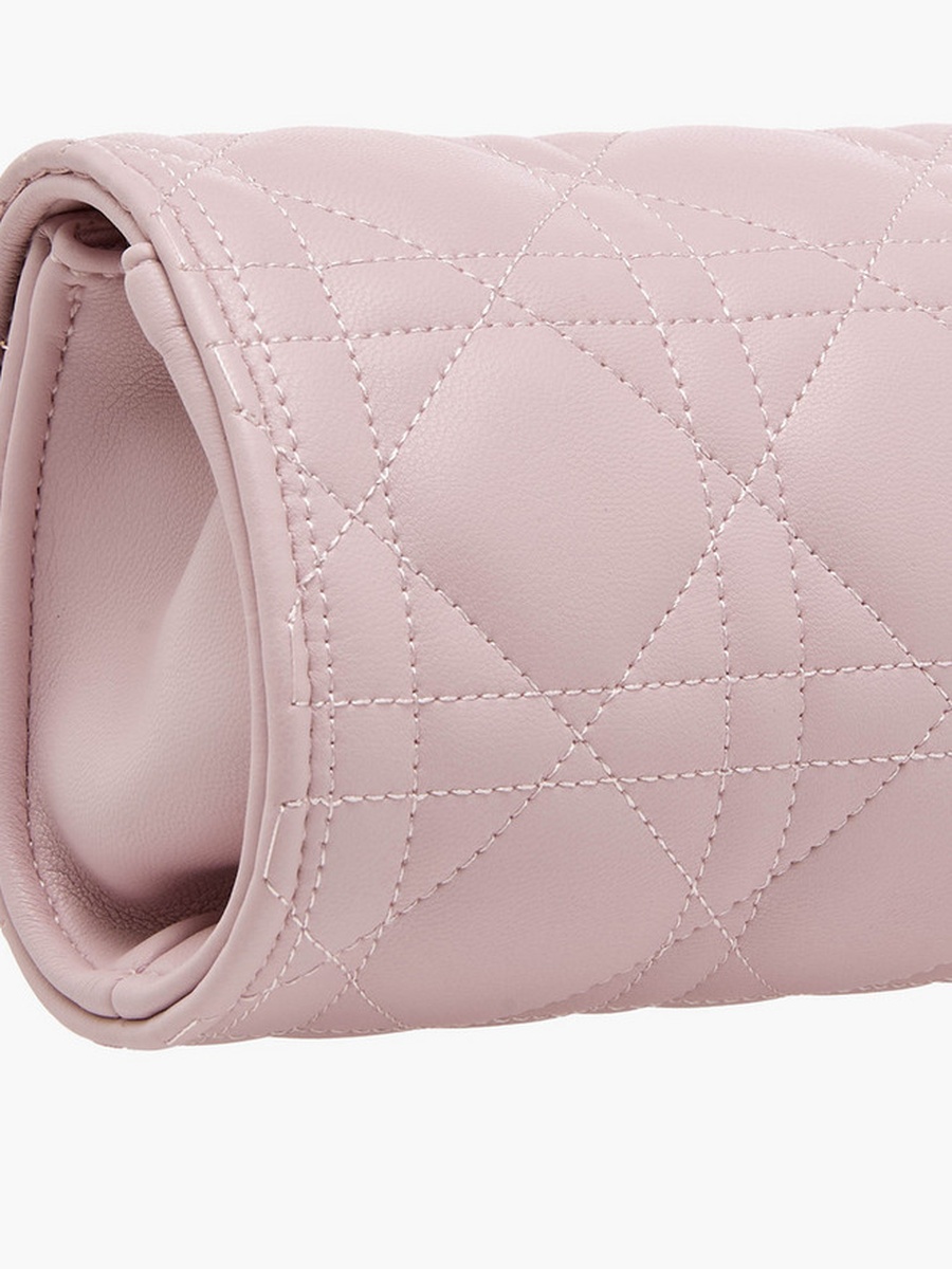 Quilted Crossbody Bag with Chain Strap  -  W 15 x  D 6.5 x  H 8 cm