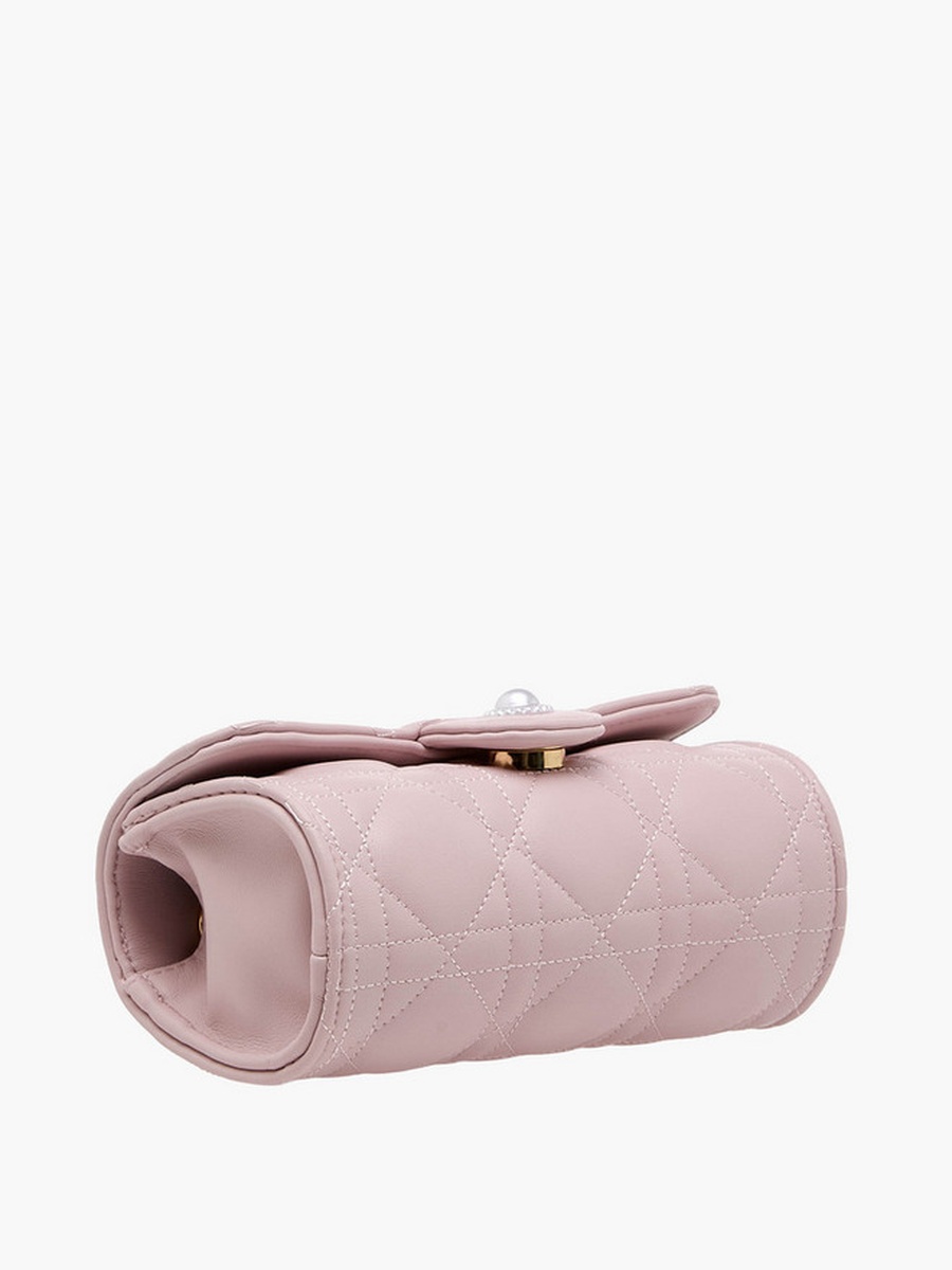Quilted Crossbody Bag with Chain Strap  -  W 15 x  D 6.5 x  H 8 cm