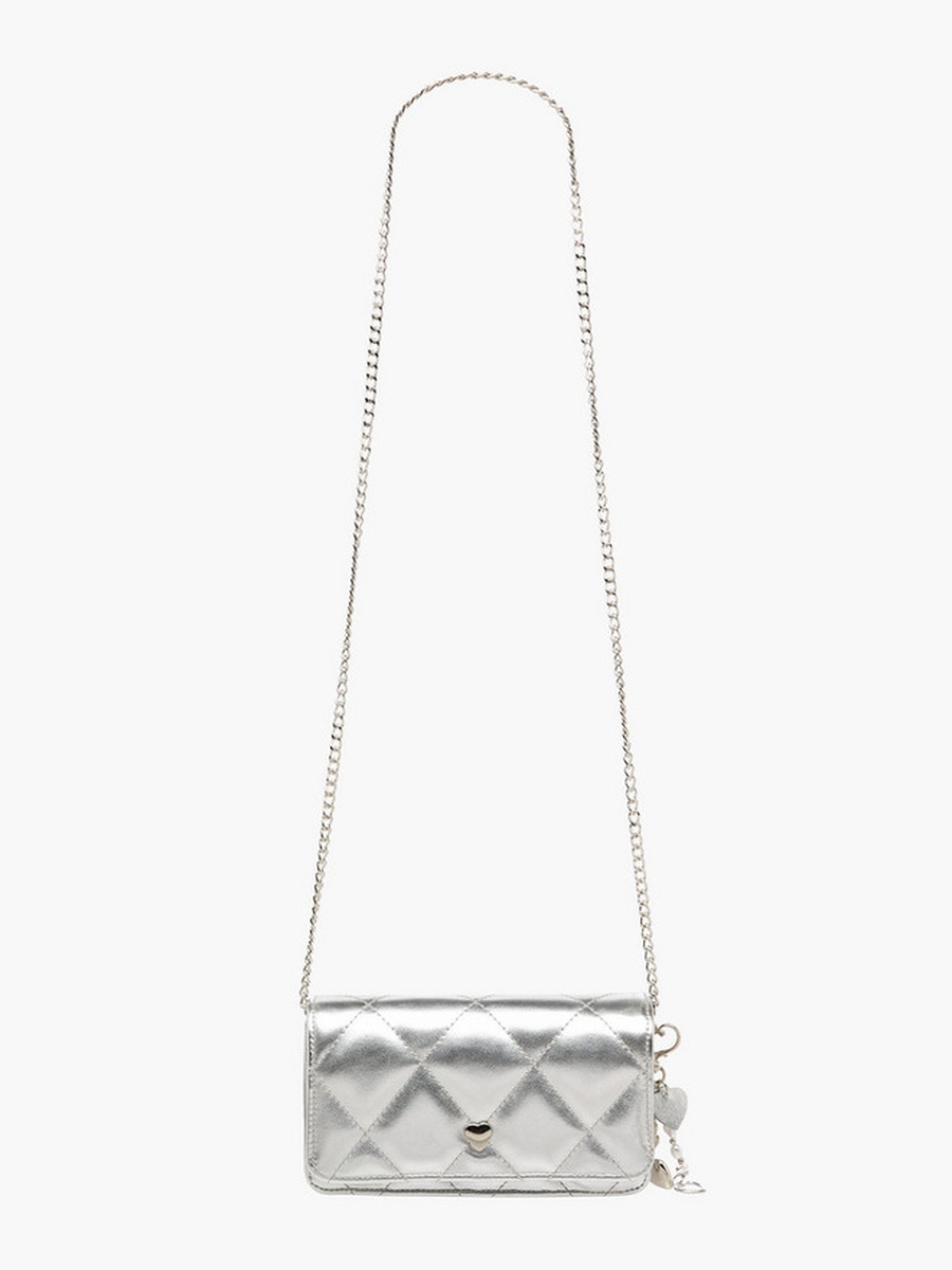 Quilted Crossbody Bag with Chain Strap  -  W 15 x  D 5 x  H 8.5 cm