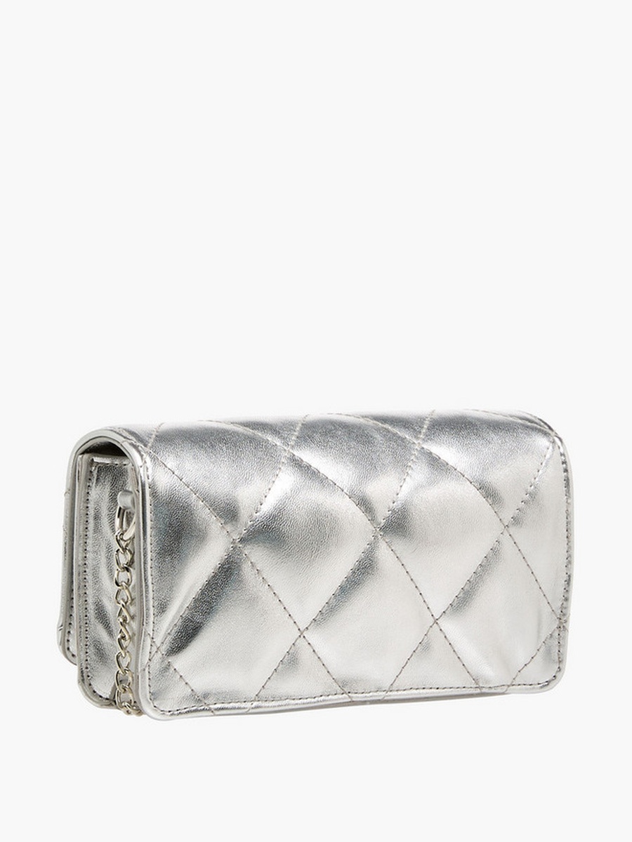 Quilted Crossbody Bag with Chain Strap  -  W 15 x  D 5 x  H 8.5 cm