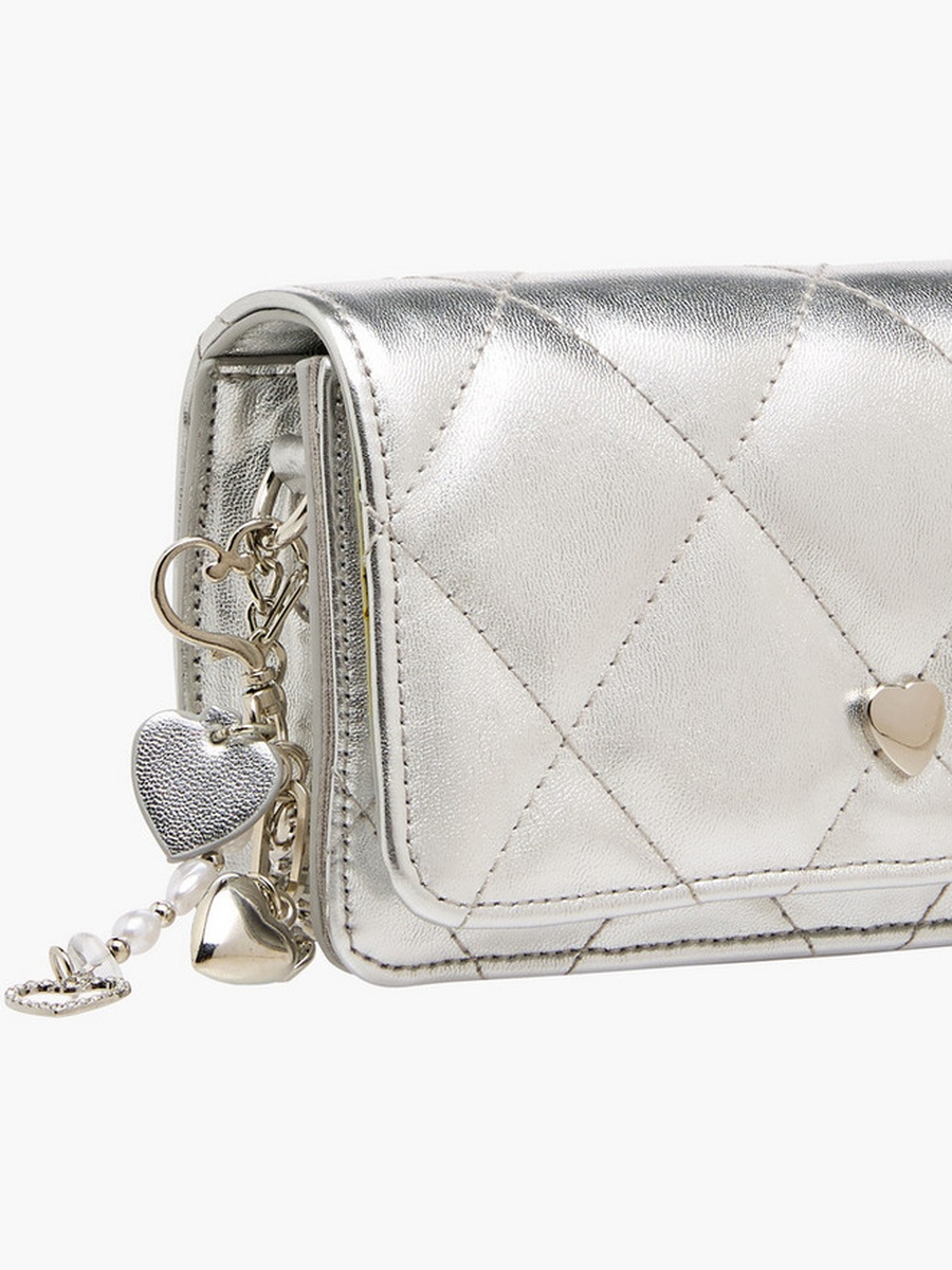 Quilted Crossbody Bag with Chain Strap  -  W 15 x  D 5 x  H 8.5 cm