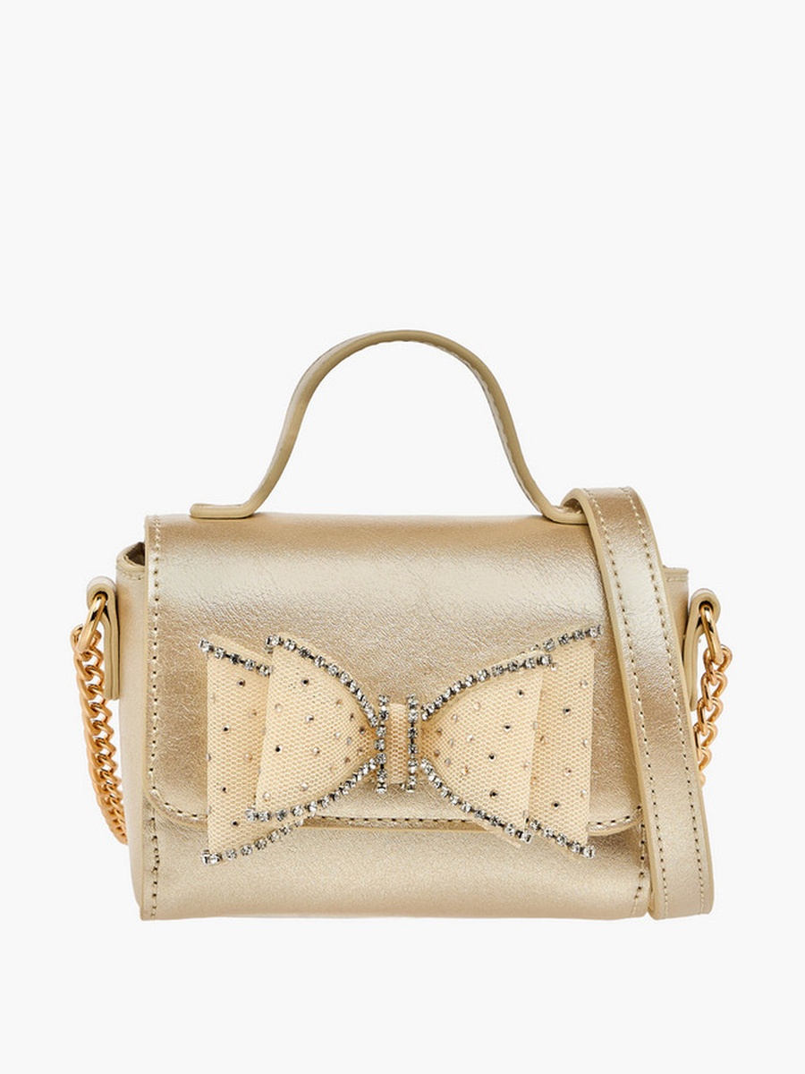 Bow Embellished Crossbody Bag with Chain Strap  -  W 14 x  D 4.5 x  H 10 cm