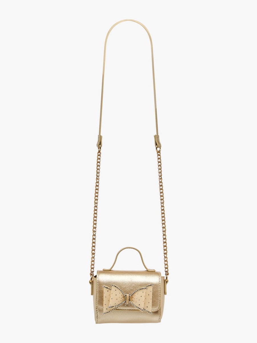 Bow Embellished Crossbody Bag with Chain Strap  -  W 14 x  D 4.5 x  H 10 cm