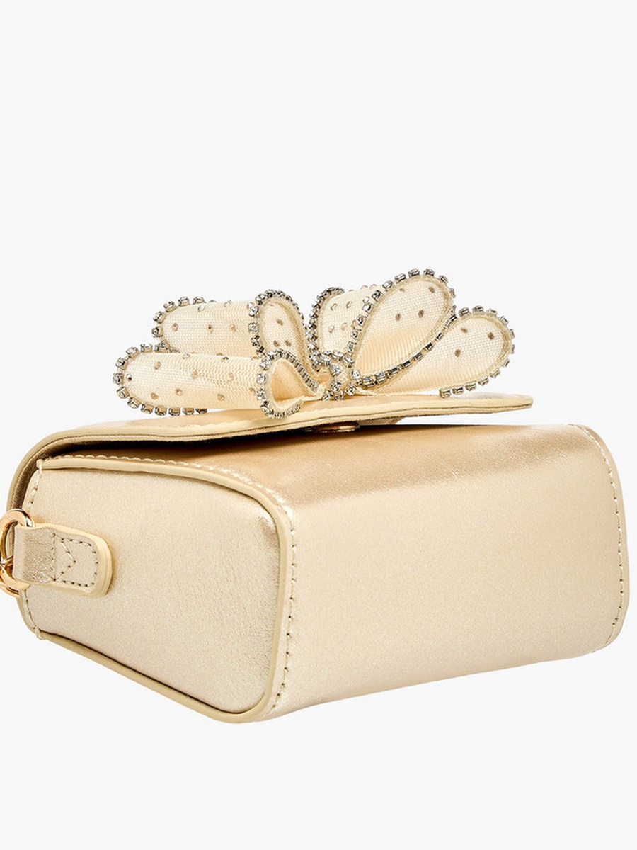 Bow Embellished Crossbody Bag with Chain Strap  -  W 14 x  D 4.5 x  H 10 cm