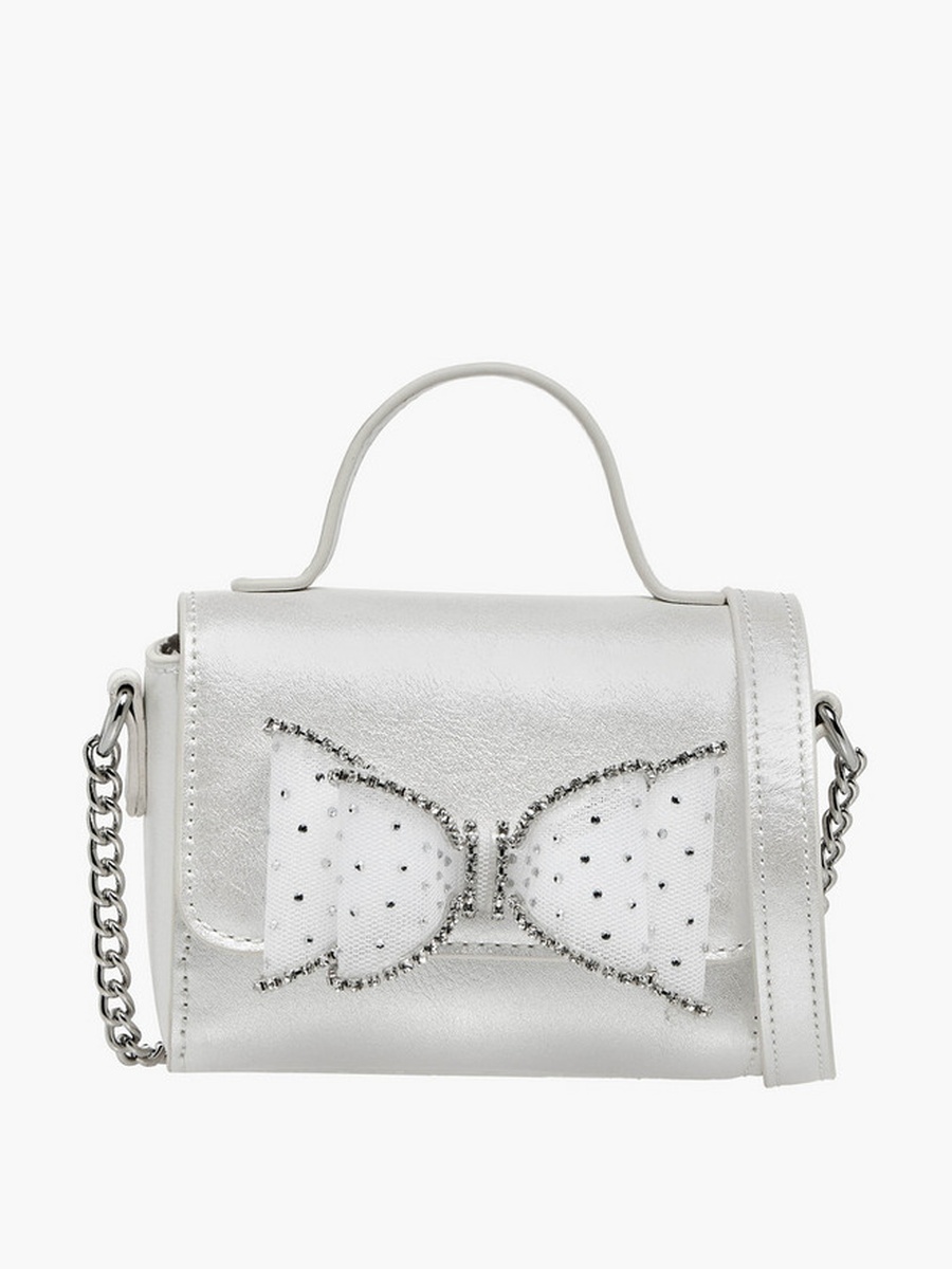 Bow Embellished Crossbody Bag with Chain Strap  -  W 14 x  D 4.5 x  H 10 cm