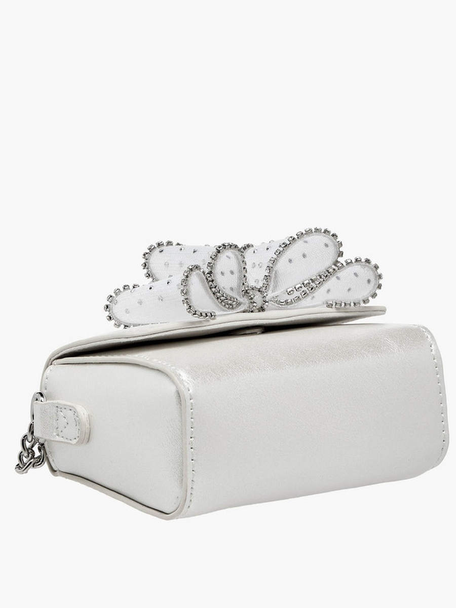 Bow Embellished Crossbody Bag with Chain Strap  -  W 14 x  D 4.5 x  H 10 cm
