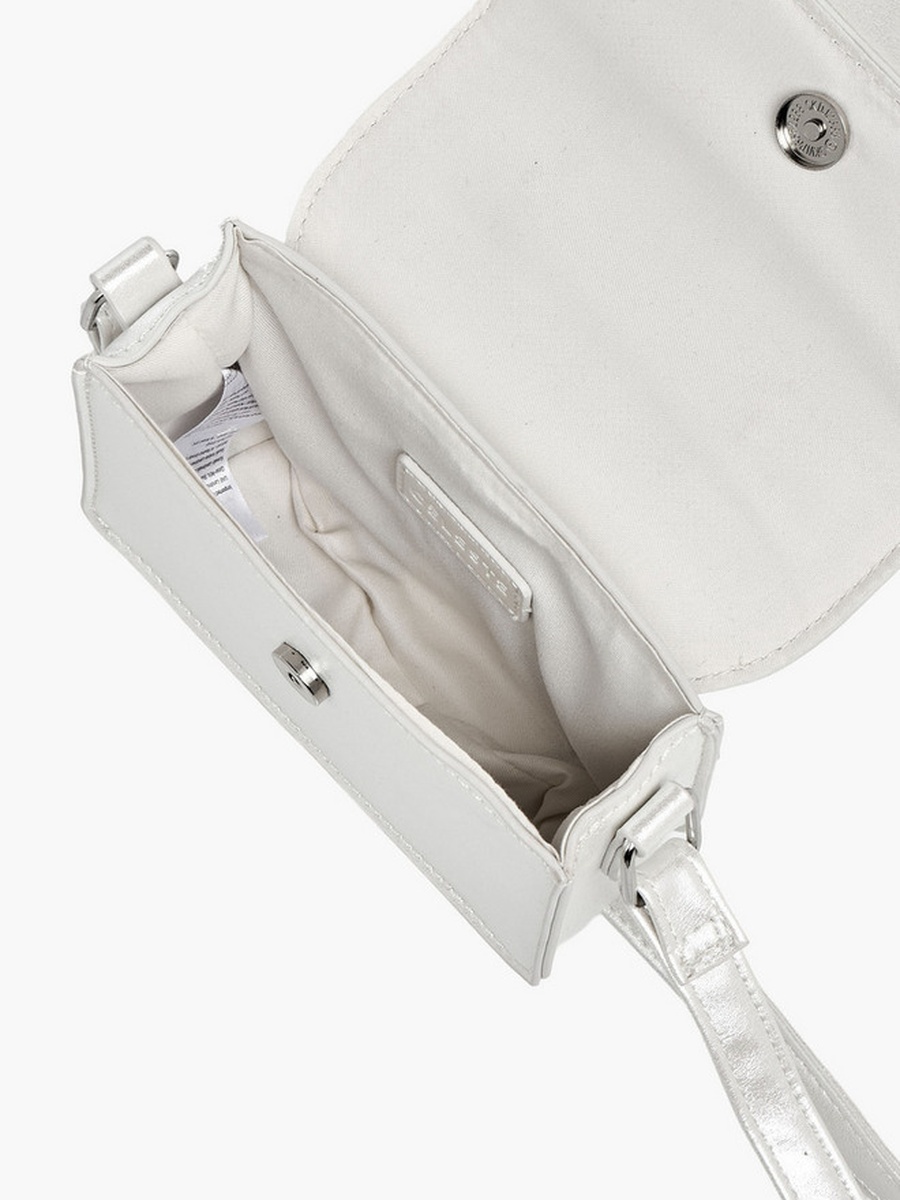 Bow Applique Crossbody Bag with Pearl Handle  -  W 15 x  D 5 x  H 11 cm