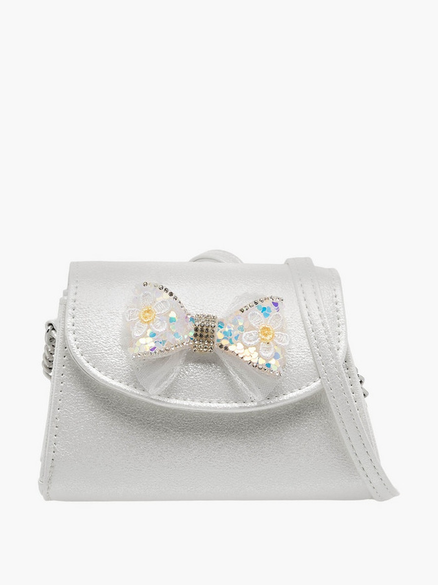 Bow Embellished Crossbody Bag with Chain Strap  -  W 14 x  D 4.5 x  H 10 cm