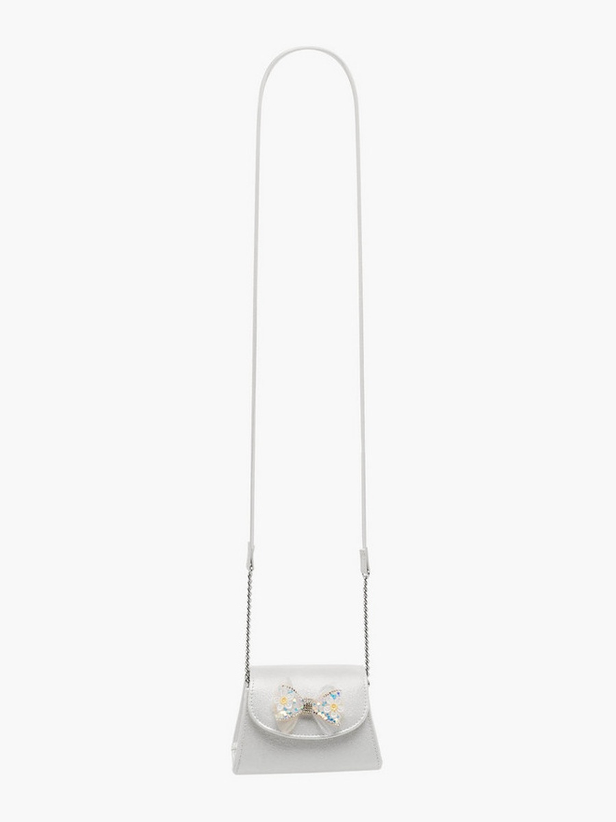 Bow Embellished Crossbody Bag with Chain Strap  -  W 14 x  D 4.5 x  H 10 cm