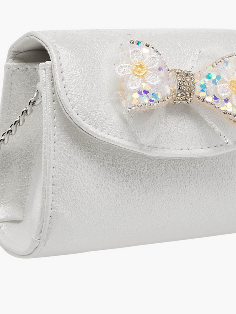 Bow Embellished Crossbody Bag with Chain Strap  -  W 14 x  D 4.5 x  H 10 cm