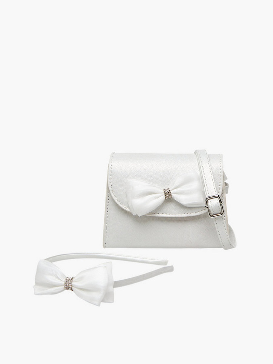 Bow Embellished Crossbody Bag with Hairband Set  -  W 14 x  D 4.5 x  H 10 cm