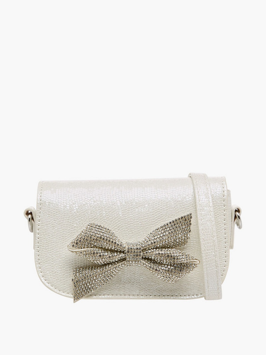 Bow Embellished Crossbody Bag with Chain Strap  -  W 14 x  D 4.5 x  H 10 cm