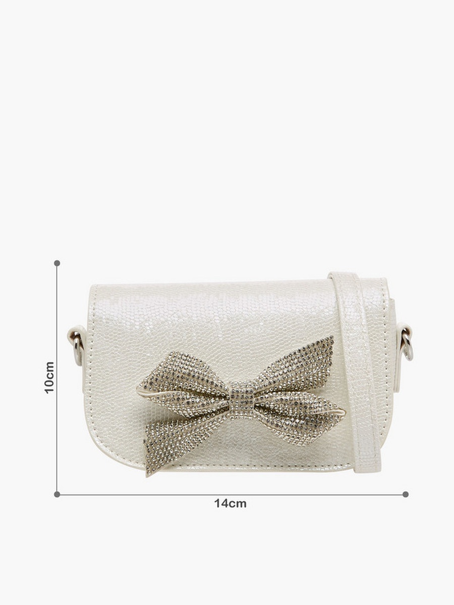 Bow Embellished Crossbody Bag with Chain Strap  -  W 14 x  D 4.5 x  H 10 cm