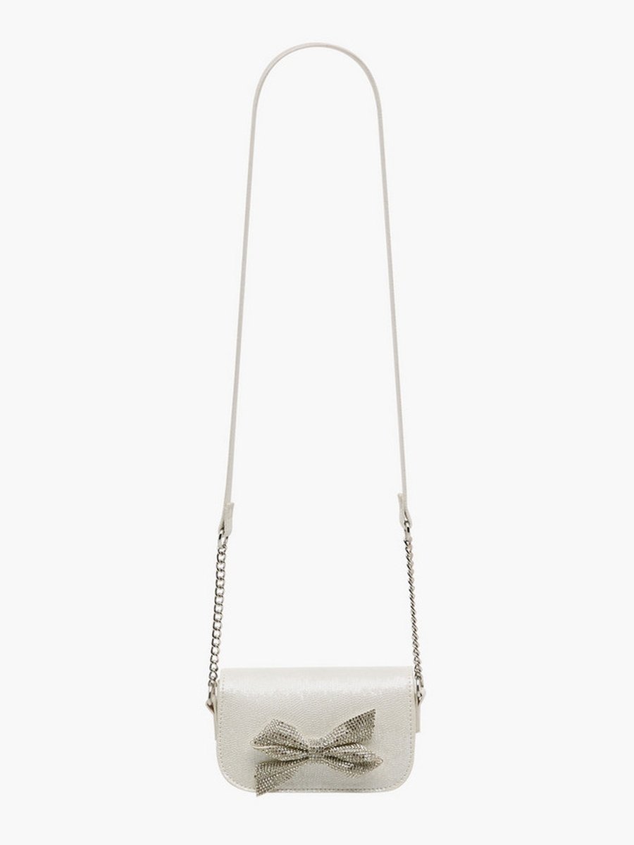 Bow Embellished Crossbody Bag with Chain Strap  -  W 14 x  D 4.5 x  H 10 cm