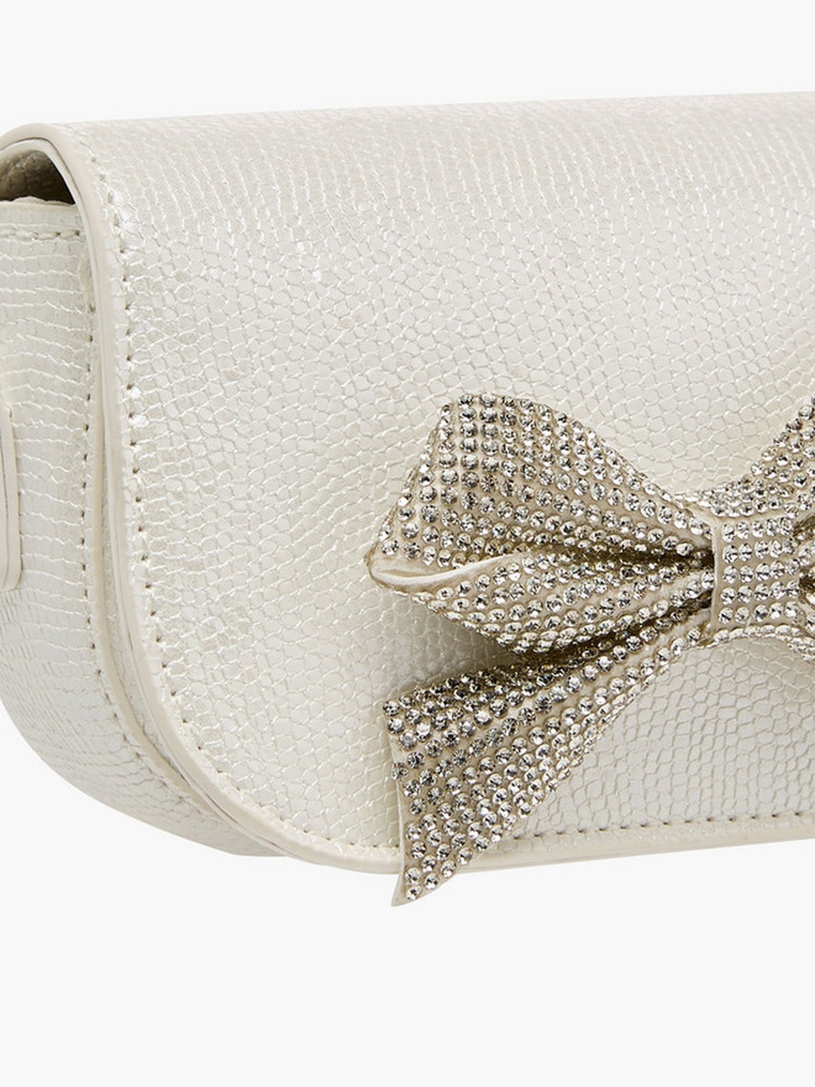Bow Embellished Crossbody Bag with Chain Strap  -  W 14 x  D 4.5 x  H 10 cm