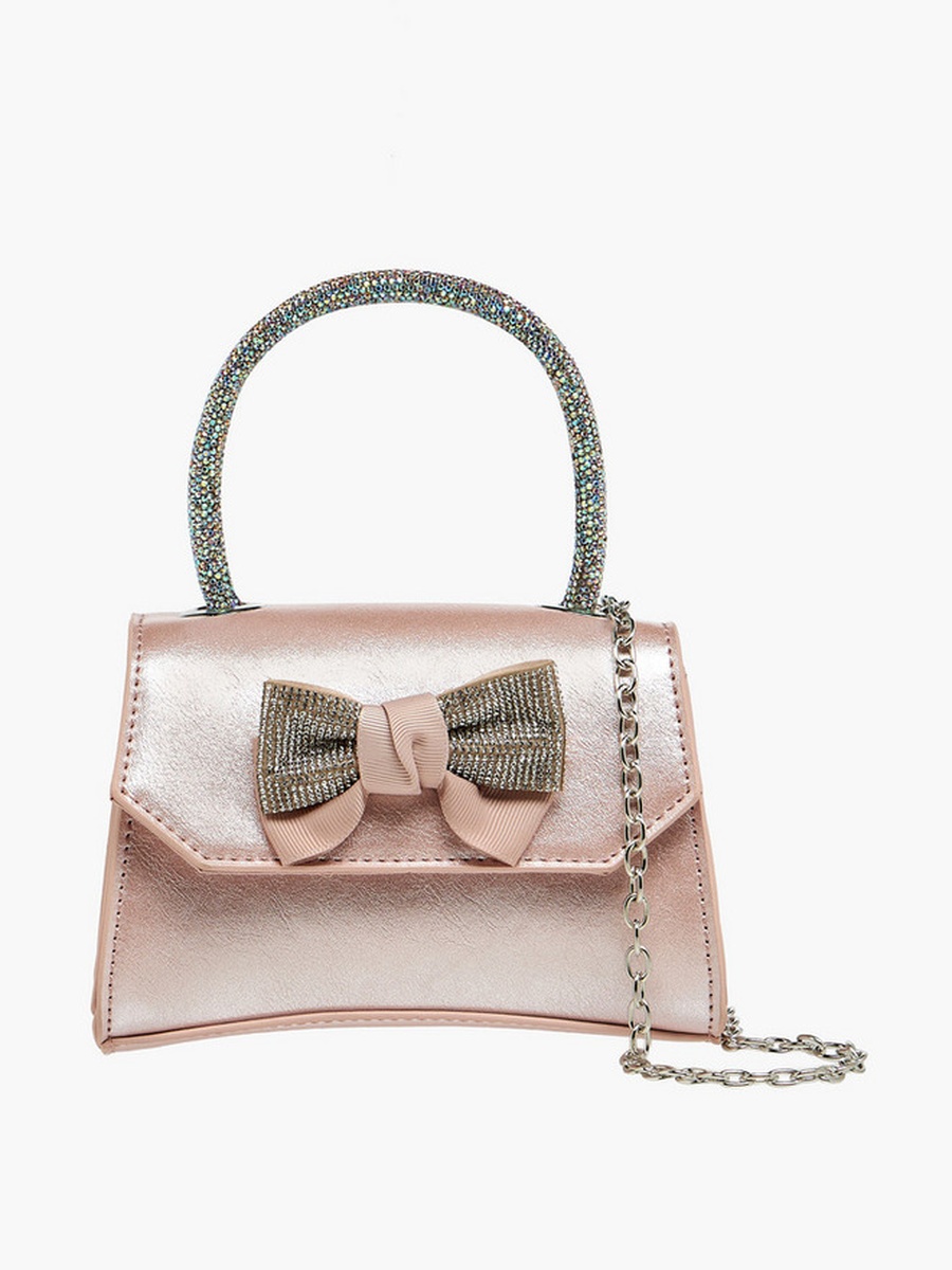 Bow Embellished Crossbody Bag with Chain Strap  -  W 14 x  D 4.5 x  H 10 cm