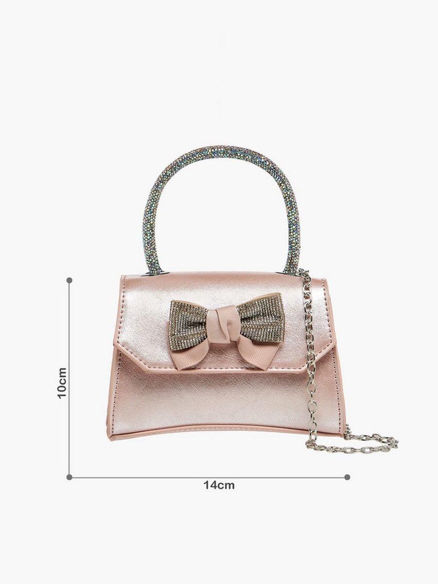 Bow Embellished Crossbody Bag with Chain Strap  -  W 14 x  D 4.5 x  H 10 cm