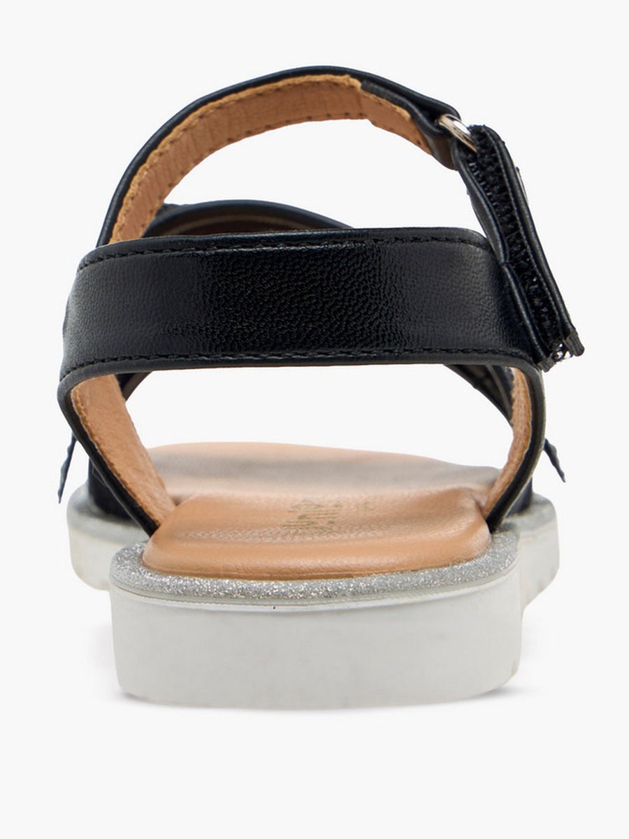 Embellished Hook and Loop Flat Sandals 