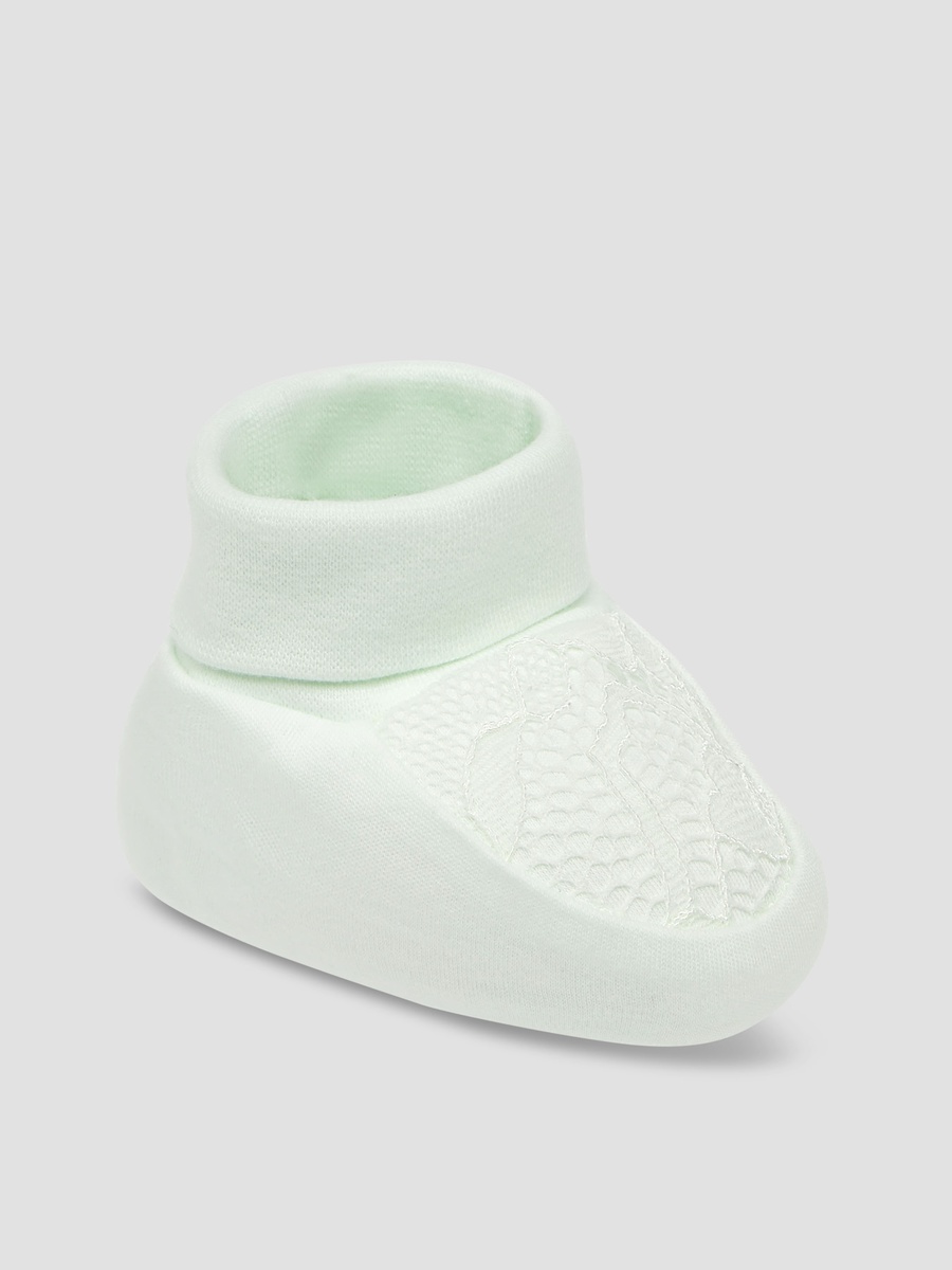 Slip-On Booties with Lace Panel