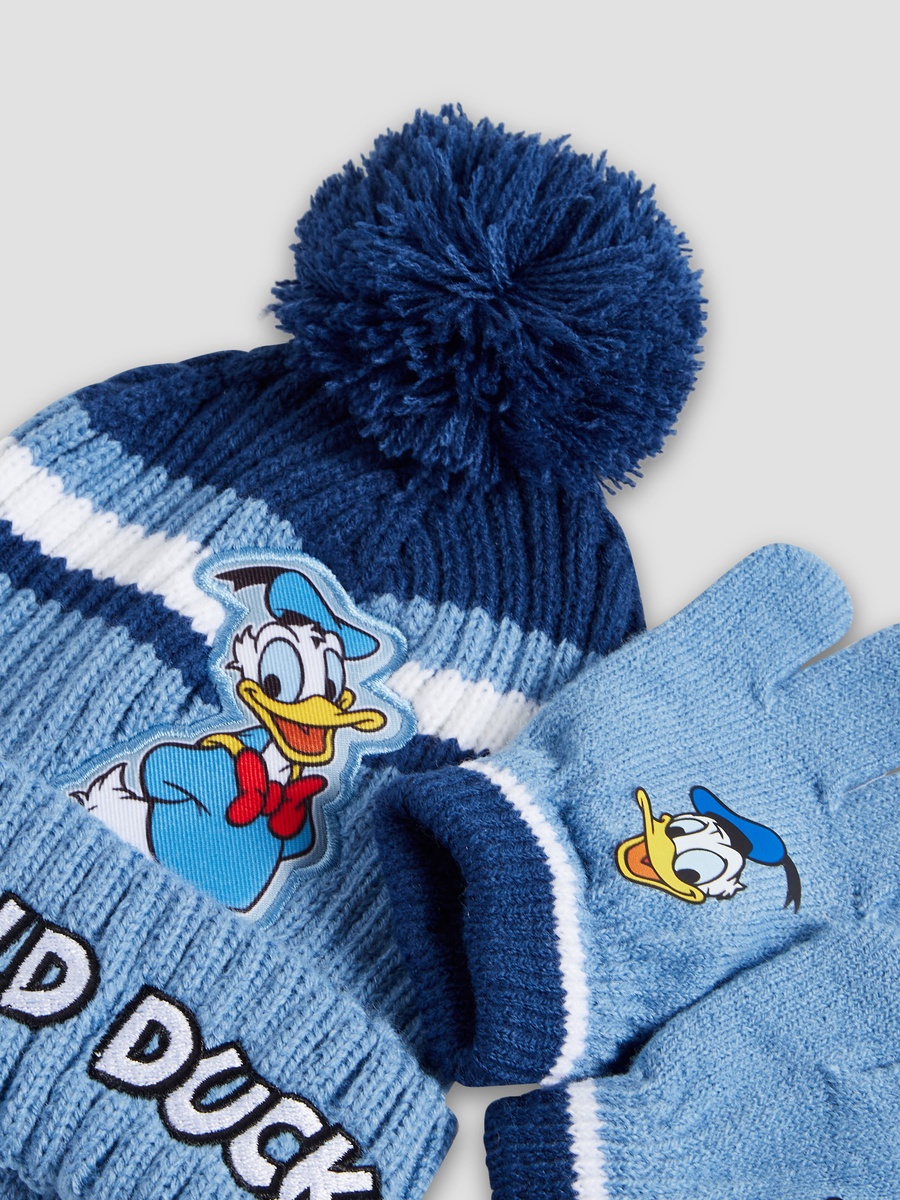Cotton Winter Beanie and Gloves with Donald Duck Print