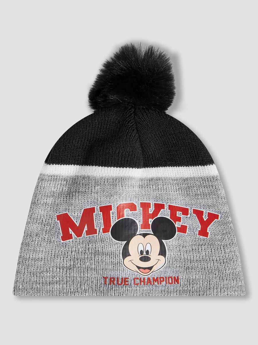 Cotton Winter Gloves and Beanie with Mickey Mouse Print