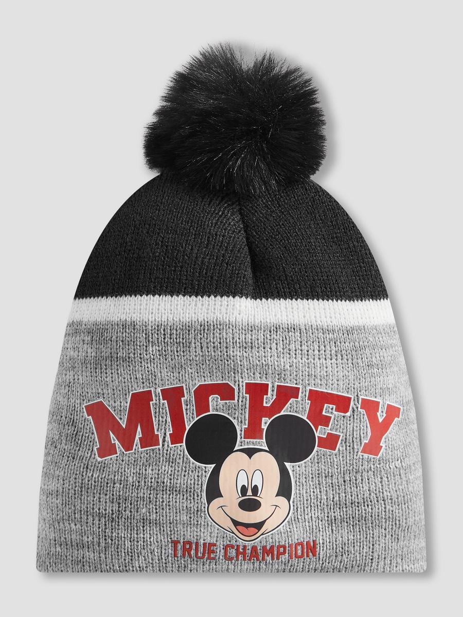 Cotton Winter Gloves and Beanie with Mickey Mouse Print