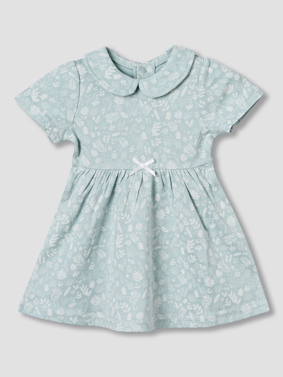 Peter Pan Collar Short Sleeve A-Line Dress with Floral Print