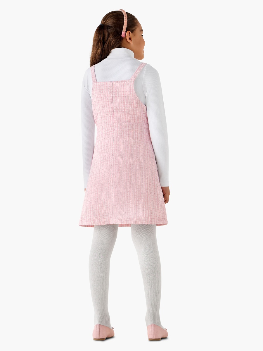 Square Neck Sleeveless Pinafore Dress with Top and Tights