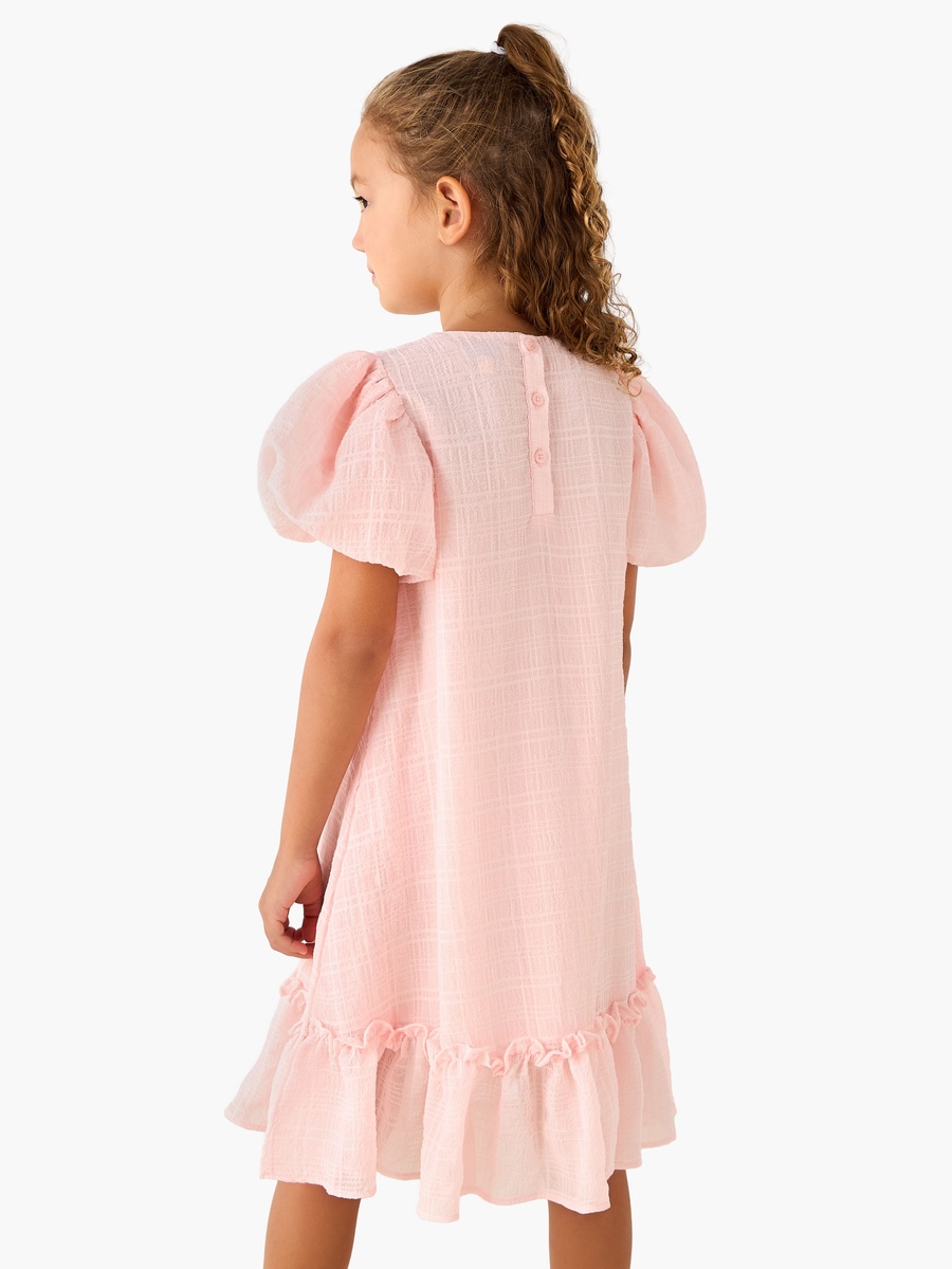 Round Neck Balloon Sleeve Dress with Heart Applique