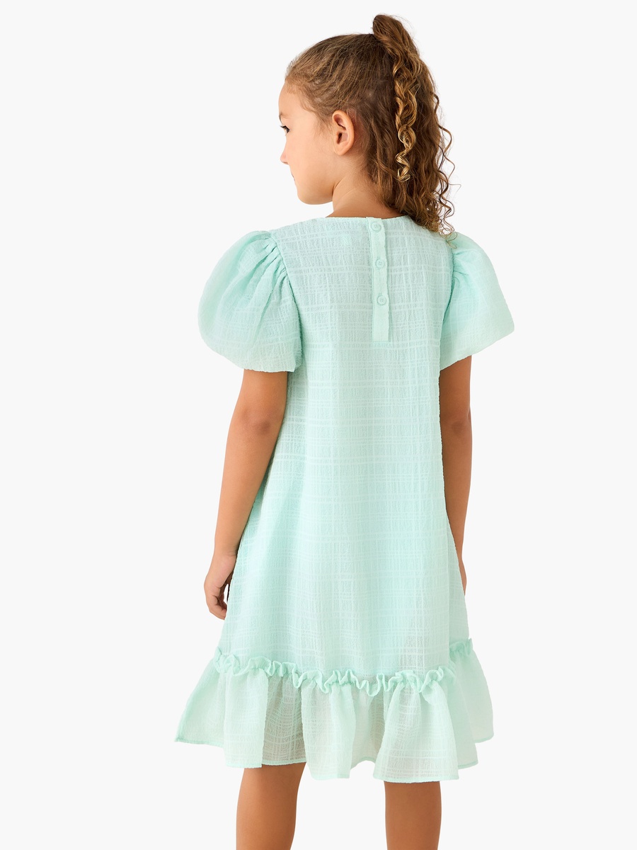 Round Neck Balloon Sleeve Dress with Heart Applique