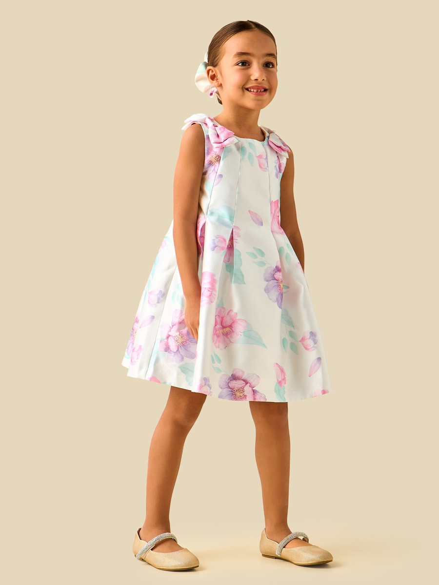 Round Neck Sleeveless Dress with Floral Print