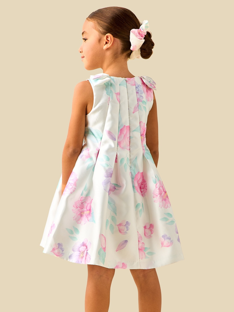 Round Neck Sleeveless Dress with Floral Print