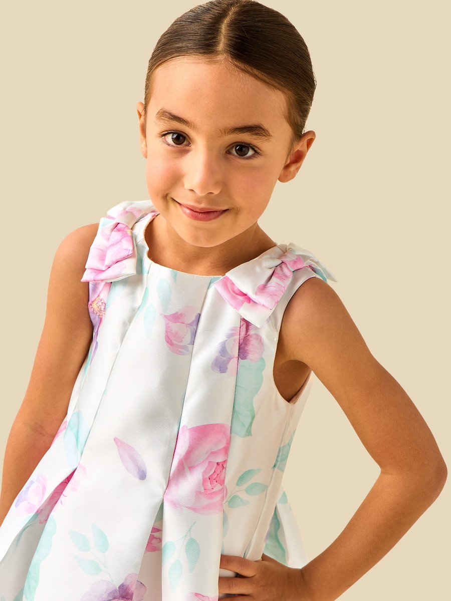 Round Neck Sleeveless Dress with Floral Print