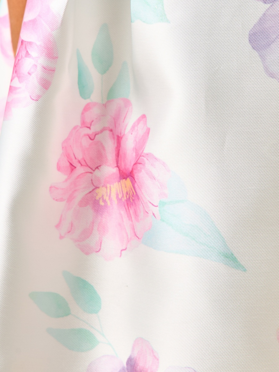 Round Neck Sleeveless Dress with Floral Print