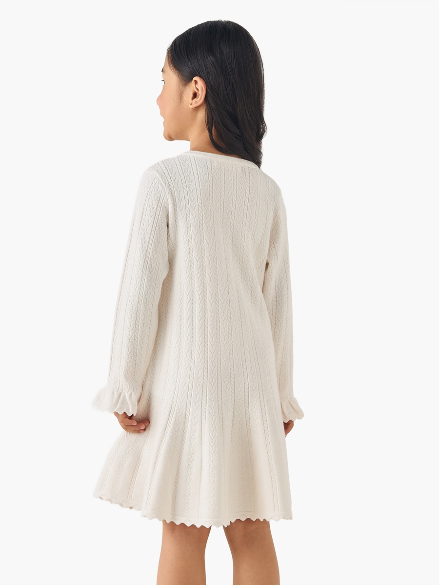 Henley Neck Long Sleeves Dress with Crochet Detail