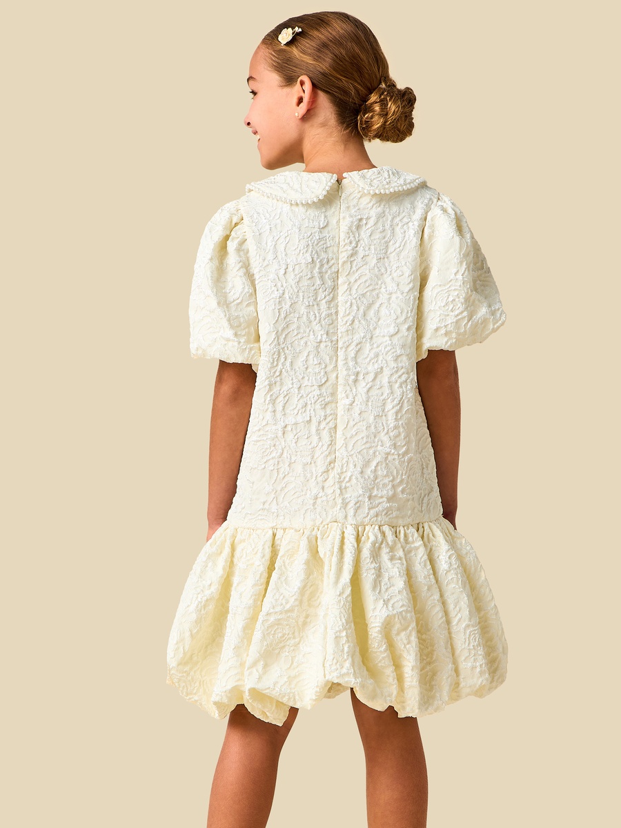 Peter Pan Short Sleeves Dress with Pearl Embellishments