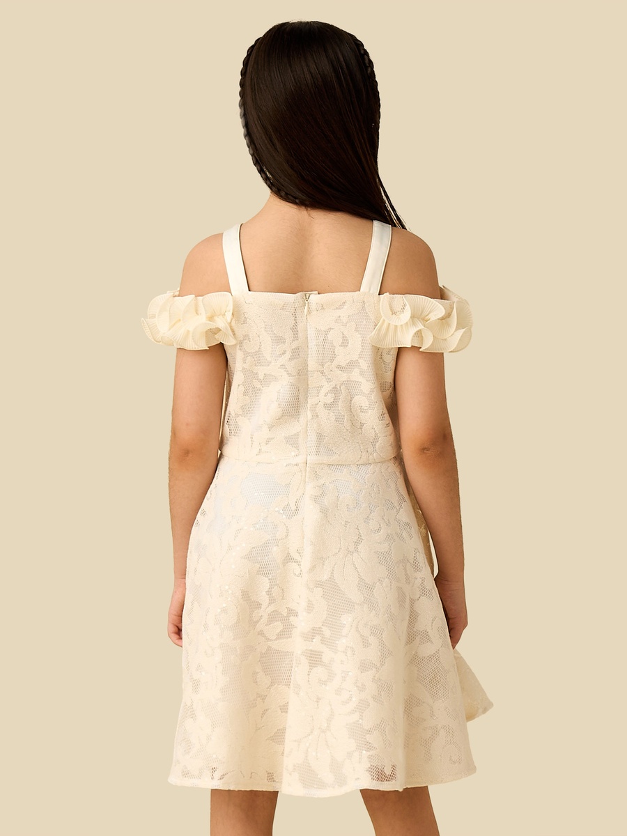 Cold Shoulder Dress with Floral Lace Texture
