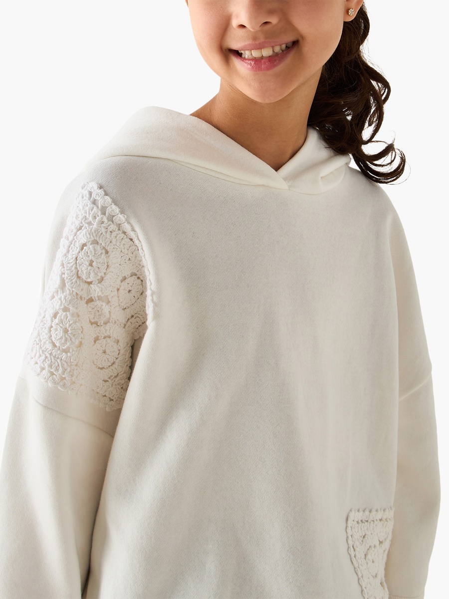 Hooded Sweatshirt with Crochet Detail