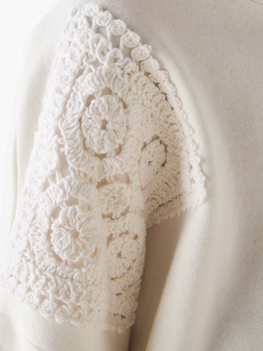 Hooded Sweatshirt with Crochet Detail