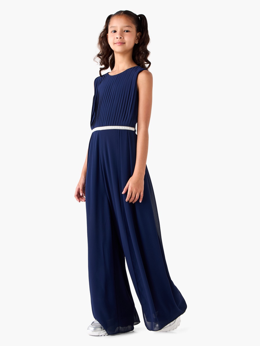 Round Neck Sleeveless Jumpsuit with Lace Detail
