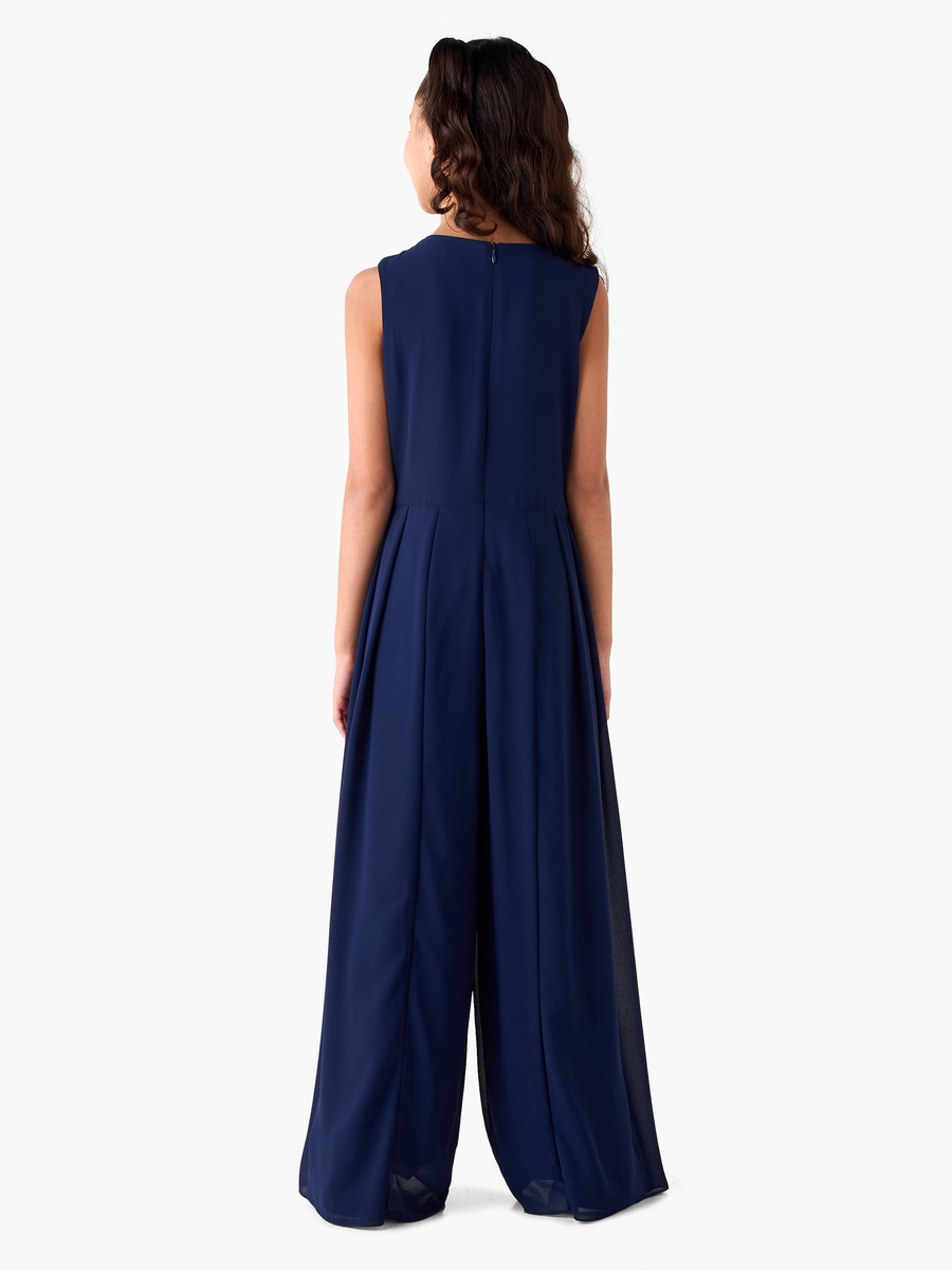 Round Neck Sleeveless Jumpsuit with Lace Detail