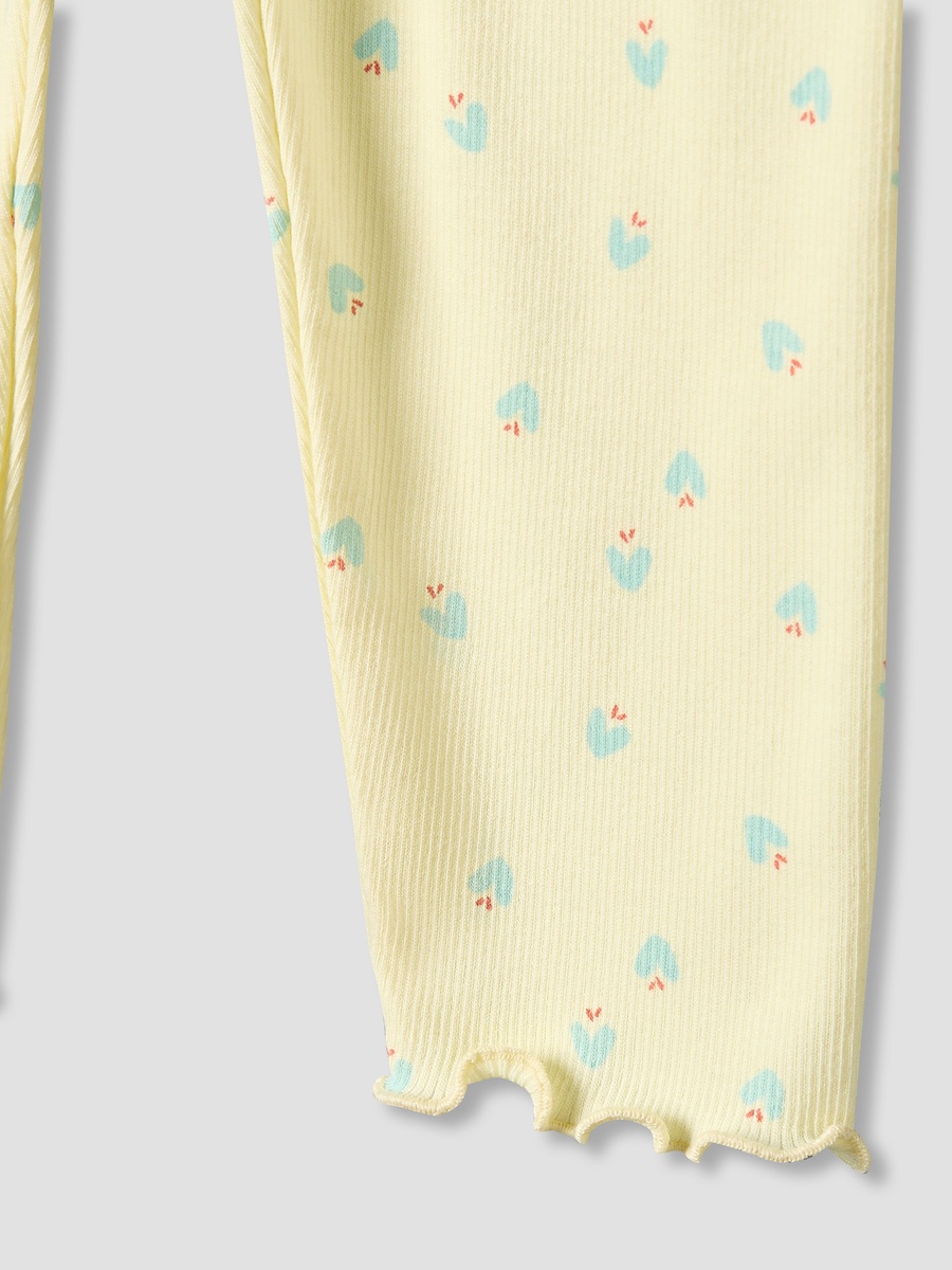 Leggings with Ribbed Heart Print