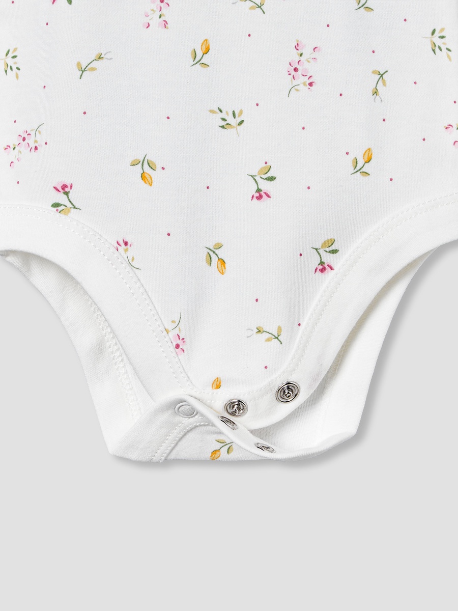 Cotton Square Neck Strappy Bodysuit with Floral Print