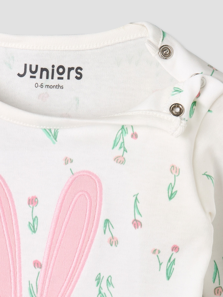 Cotton Long Sleeves Pyjama Set with Bunny Applique