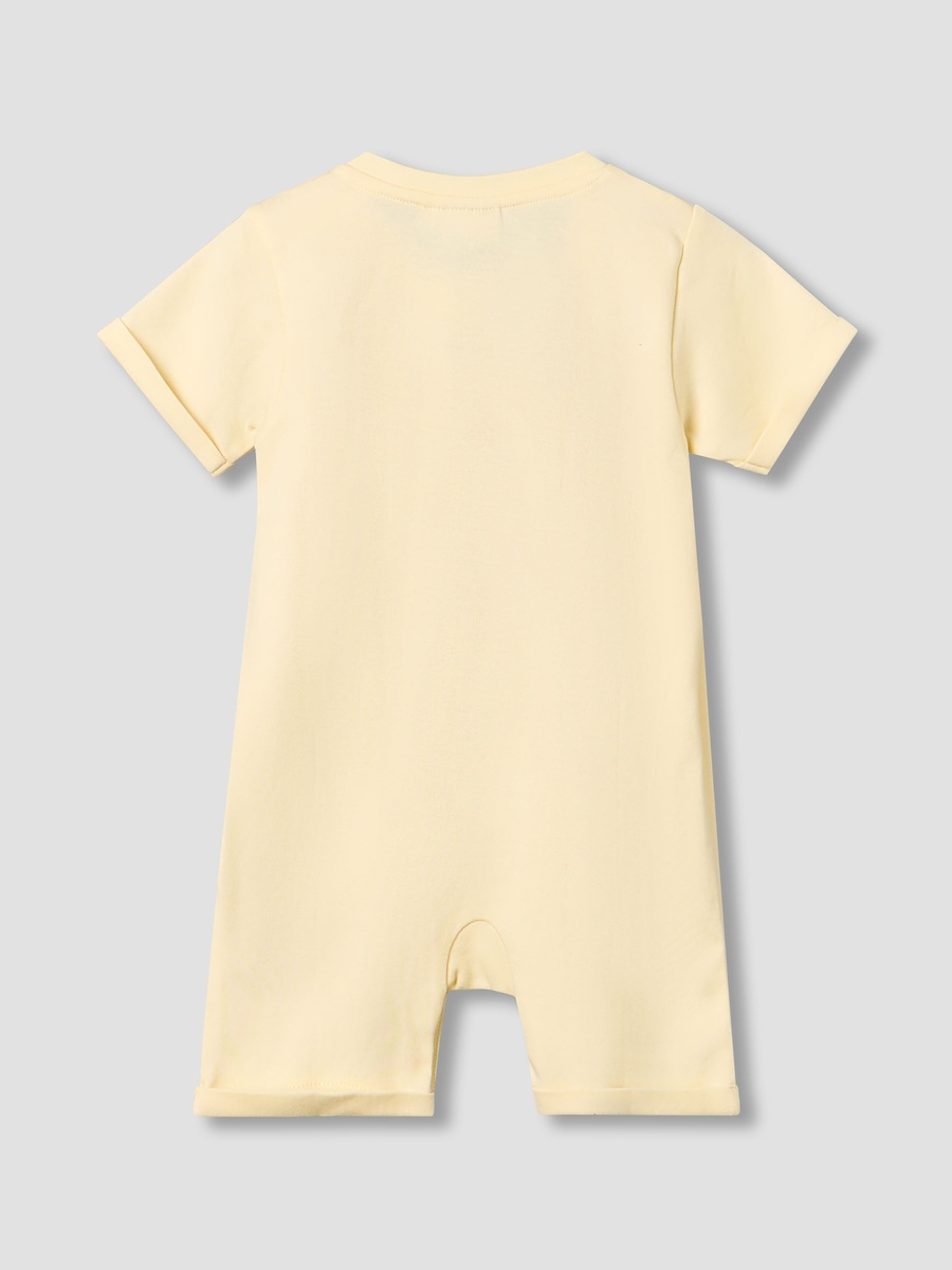 Crew Neck Short Sleeves Romper with Animal Embroidery