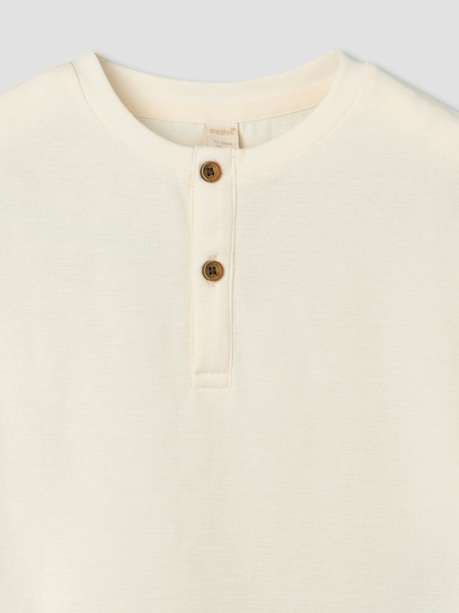 Henley Neck Short Sleeves T-Shirt and Dungaree Set with Chest Pocket