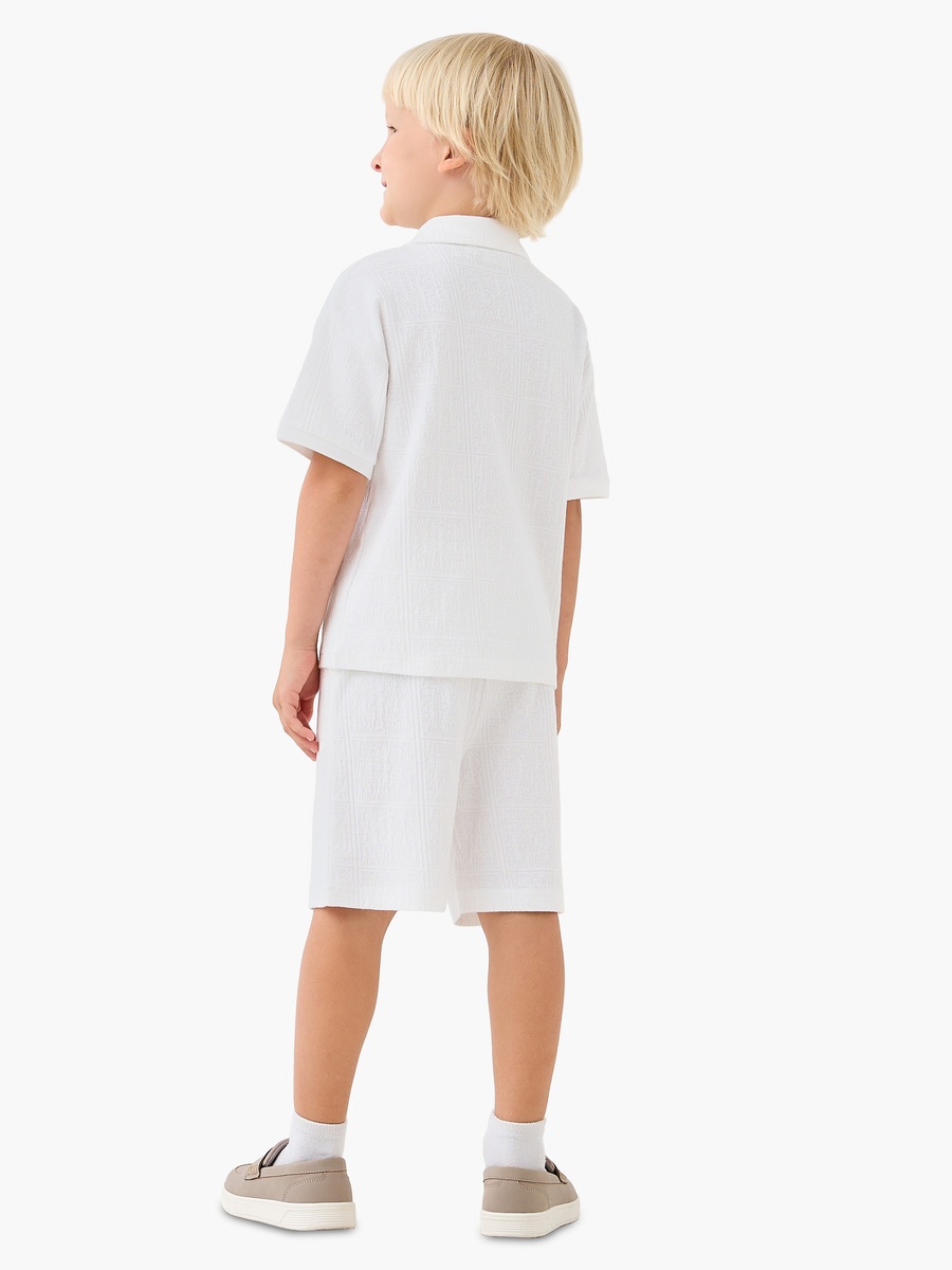 Cotton Short Sleeve Shirt and Shorts Set with Textured Design