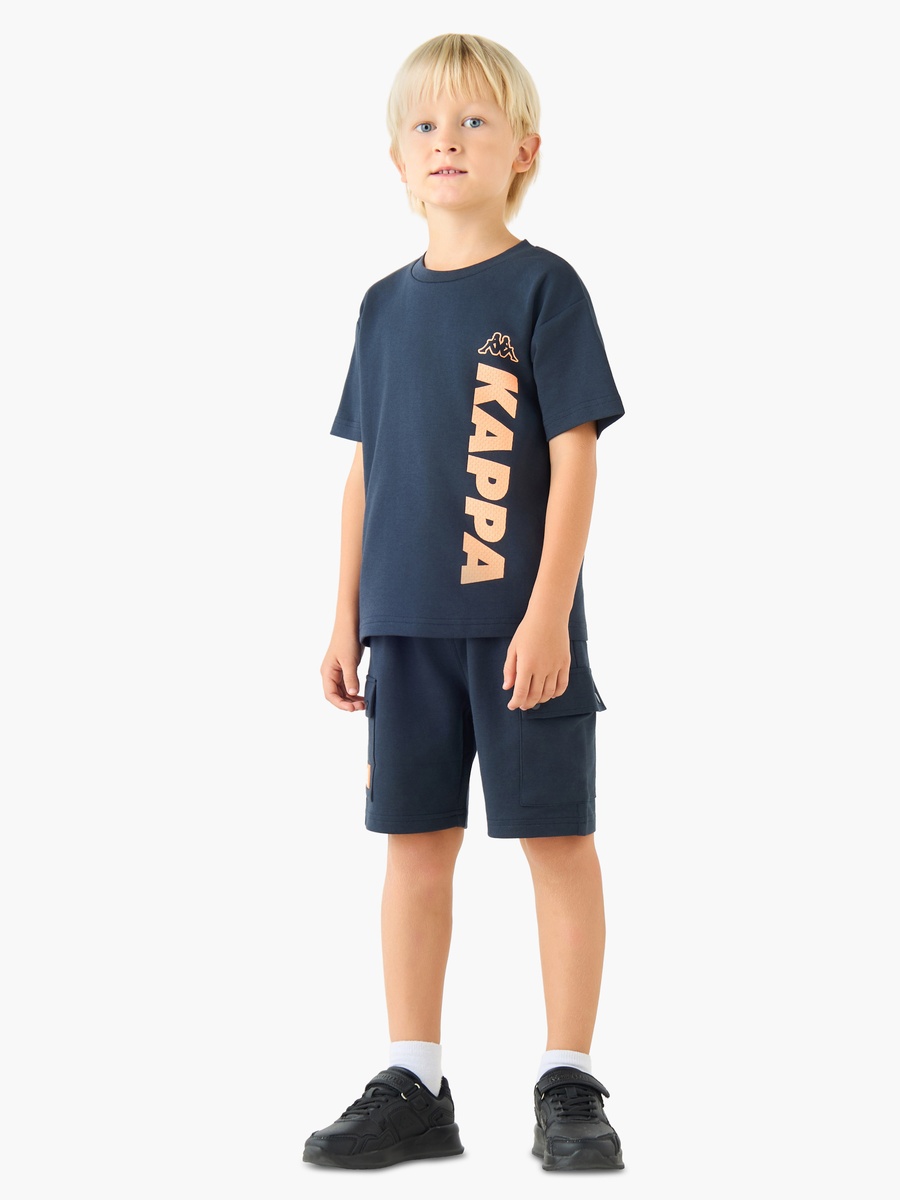 Round Neck Short Sleeves T-Shirt and Shorts Set with Logo Print