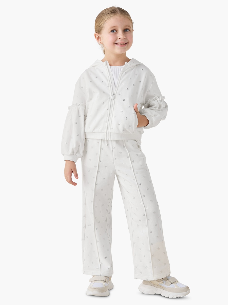 Hooded Long Sleeves Sweatshirt and Pants Set with Embellished Detail