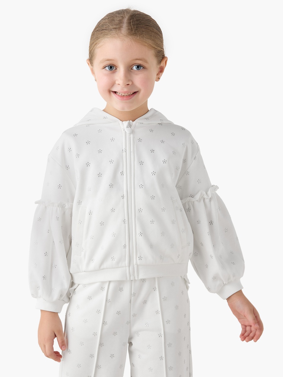 Hooded Long Sleeves Sweatshirt and Pants Set with Embellished Detail